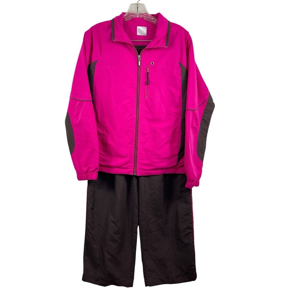 Danskin Pink And Gray Track Suit Full Zip Pull On Straight Leg Y2K 90s M